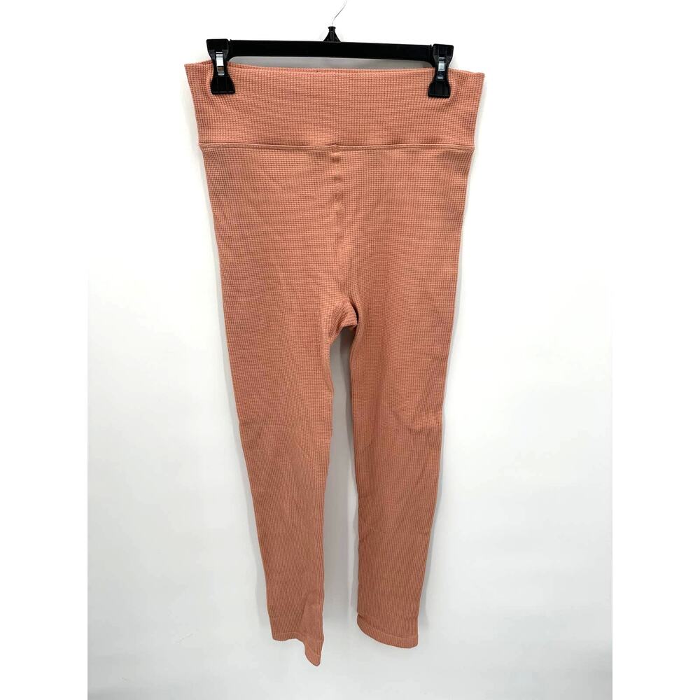 FP Free People Movement High Rise Pink Ribbed Metallic Legging Pants // M